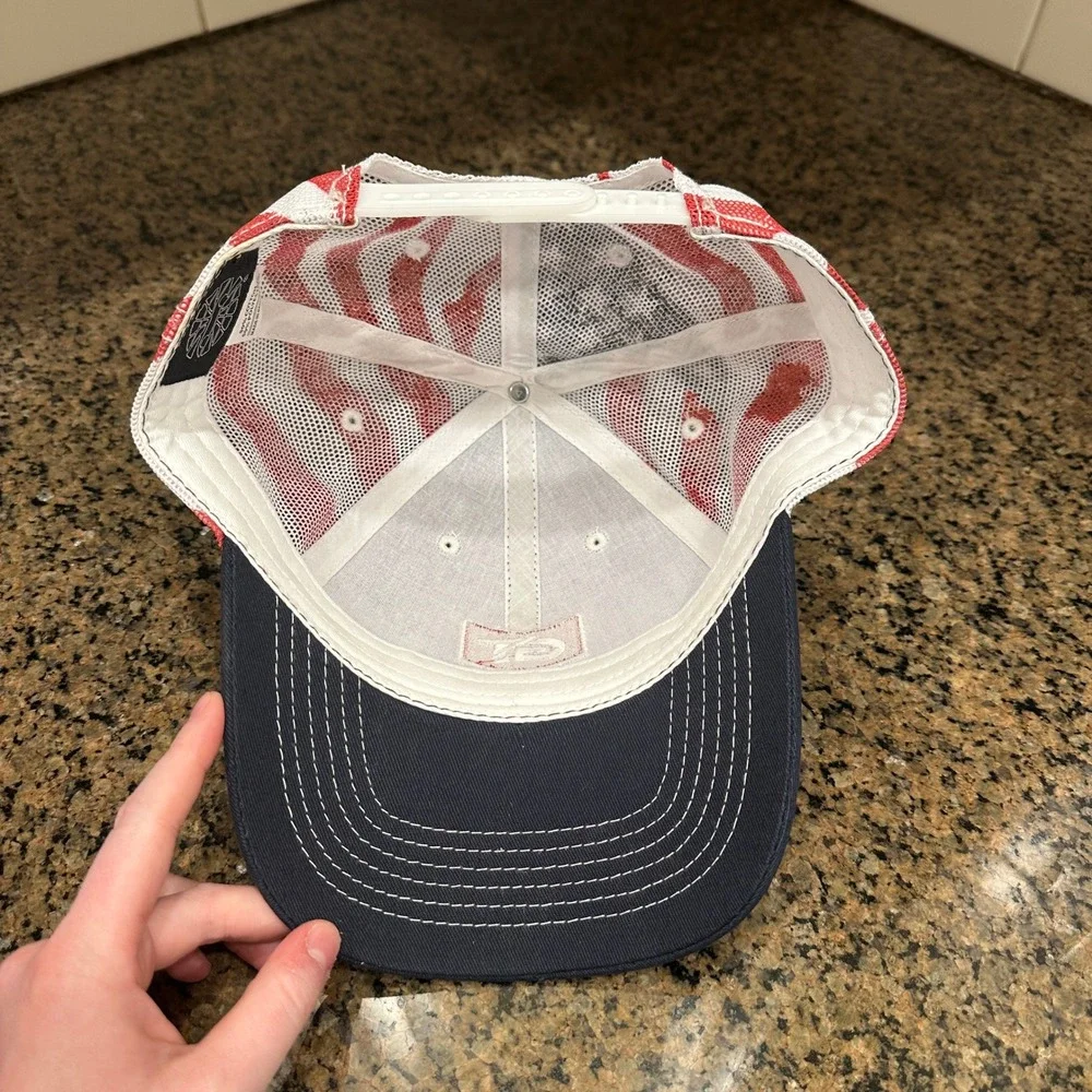 General Tire Trucker Hat Navy‎ Blue Red White USA Flag Mesh Snapback Cap